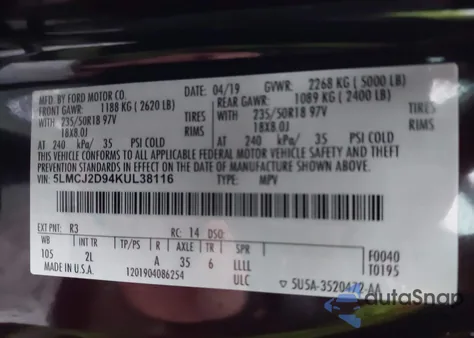 2019 Lincoln Mkc Select z USA, uszkodzony, nr VIN 5LMCJ2D94KUL38116